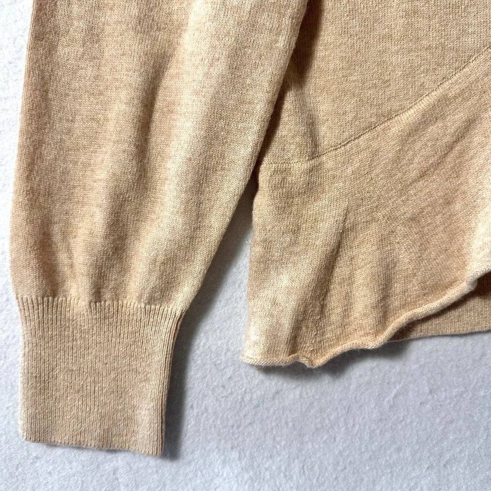 J.Crew Mercantile L Large‎ Ruffle Sweater Wool Tan Beige Oatmeal Chic Minimal